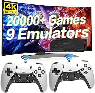 Wireless Retro Game Console, Built-in 20,000 Games, Plug & Play Video Game Console, 64G, 10-Emulator, TV Game Stick Pro, Dual 2.4G Wireless Controllers