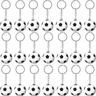 Blulu 30 Pack Soccer Keychains Soccer Stress Ball Sports Ball Keychains Soccer Key Chain for Boys School Carnival Reward, Party Bag Gift Fillers (Soccer) image
