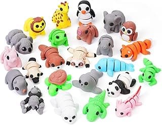 24PCS Mini 3D Printed Animals Set Animals Figurines Set Articulated Flexible Toy Tiny Animals Figurines Exquisite Cute Pet Toy 3D Printed Miniature Figurines Valentines Day Gifts for Kids image