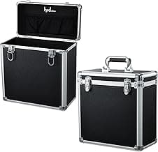 Vinyl Record Storage Case LP Album Collection Display Box Water Resistant Vinyl Record Organizer Storage Holds 50 Valuable Records image