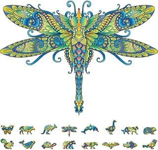Dragonfly Wooden Jigsaw Puzzle 116 Pieces, 19.4"x14.1" with Unique Shapes for Adults by WoodGalaxy image
