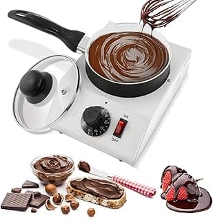 WICHEMI Chocolate Melting Pot Chocolate Tempering Machine Commercial Electric Chocolate Melter Fondue Pot for Chocolate, Butter, Cheese, Cream, Candy, Milk, Coffee, Desserts (Single Pot) image