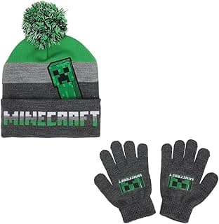 Minecraft Creeper Character Youth Beanie and Gloves Set Multicolored image