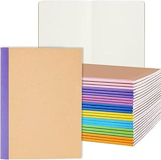 24 Pack A5 Kraft Notebooks, Blank Journal Bulk for Writing, Sketching, Drawing, 60 Pages, 30 sheets, 8 Colors Small Journals, Travel Journal Set, Students and Office Supplies, 8.3x5.5 Inch image