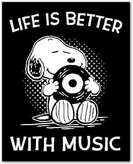 Life Is Better With Music – Playful Cartoon-Style Music Quote Wall Art Print, Typographic Decor for Room, Studio, Home, Office & Aesthetic Room Decor (Unframed, 8x10 Inches)