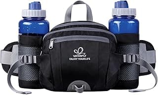 WATERFLY Fanny Pack Waist Bag: Fannie Pack 2 Water Bottle Holders Lumbar Belt Hiking Walking Running Jogging Camping Large Woman Man (Bottle Not Included） image