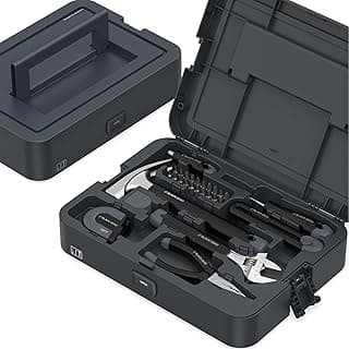 Hand Tool Set, DIY Set Tool Household, with Screwdriver Wrench Hammer Tape Plier and Toolbox Storage Case, includes All Essential Tools for Home, Garage, Office and College Dormitory Use image