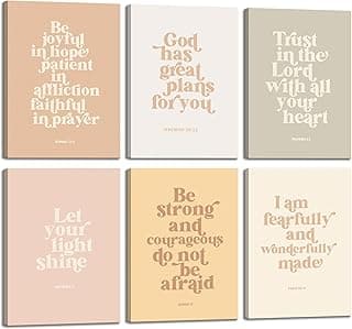 6pcs Children's Bible Verse Canvas Wall Art Boho Scripture Wall Decor Pictures Christian nursery Education Posters Prints for Church Boys Girls Room Decoration Prepare to hang