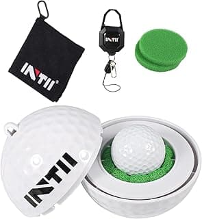 Portable Golf Ball Cleaner, Golf Ball Shape with Easy-Pull Retractable Cord, Golf Club Bag Accessories, Perfect Golf Gift