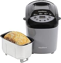West Bend 47413 Hi-Rise Programmable Bread Maker Machine with Horizontal Dual Blade and 12 Programs, Including Gluten Free Mode, 3 Lb, Gray image