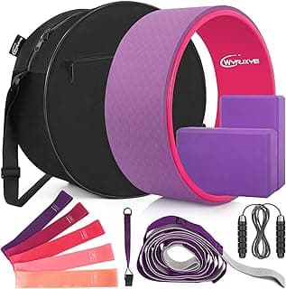Yoga Wheel Set (11-in-1),Yoga Wheel Back Wheel for Back Pain, Yoga Blocks 2 Pack with Strap, Resistance Bands,Yoga Wheel Bag, Jump Rope, Perfect Yoga Accessory for Stretching and Improving Backbends image