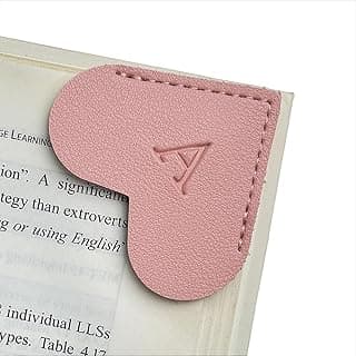 MOTEERLLU Personalized Leather Heart Bookmark with Initial, Cute 26 Letters Custom Corner Book Mark for Reading Women, Teacher, Student, Book Lovers Gifts, Book Accessories (Pink, A) image