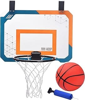 Mini Basketball Hoop Set – Foldable Basketball Hoops for Kids Age 3+ & Adults, Over The Door Indoor & Outdoor, Dorm Games, Room, Bedroom or Office - with Small Basketball Toy & Pump image