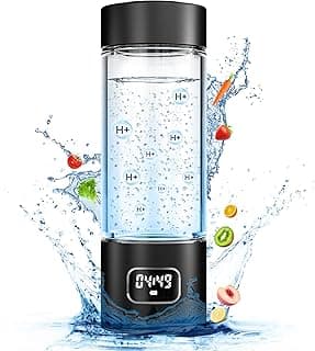 Hydrogen Water Bottle - Portable, Rechargeable, LED Timer, Aluminum and Glass, 5000 PPB Hydrogen in 10 Minutes, 340ml Capacity, for Husband, Friend & Family, for Travel, Sports, Home, Office(Black)