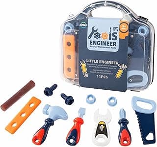 Toddler Tool Set - 11 pc Kids Tool Set with Box, Pretend Play Toys for Kids Ages 3-6, Perfect for Christmas & Birthday Gifts