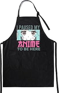 InnoBeta Anime Gifts for Women/Men, Apron With Pockets and Adjustable Neck Strap, Lover Gifts - Paused My Anime to Be Here