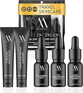 Monopoli Skin Travel Skincare Set | Airplane-Friendly Sizes | Complete Facial Skin Care Kit with BHA Serum, Vitamin C, Moisturizer & Cleanser | Perfect Travel Essentials & Gift Set for Women & Teens image