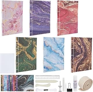 WEBEEDY 77 Pcs Bookbinding Kit for Beginners DIY Japanese Stab Binding Notebook Journal Kit DIY Craft for Adults Complete Bookbinding Supplies with Thread, Sewing Needles,Paper and Other Tools,A6 image