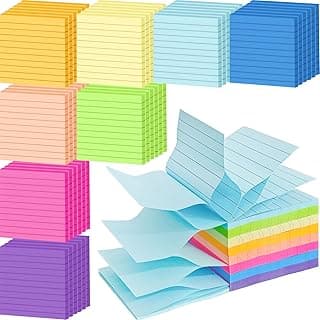 48 Pack 3840 Sheets Pop Up Sticky Notes Lined 3x3 inch Self-Stick Notes Pads Post Lined Sticky Note Pads Accordion Pop Up Notes Refill for Dispenser Home Office School, 80 Sheets/pad (Bright Color) image