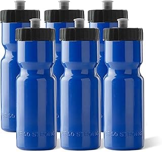 Sports Water Bottle | Reusable Squeeze Water Bottles | 22 oz. BPA-Free Plastic Bottles with Pull Top Cap | Made in USA | Top Rack Dishwasher Safe | Fits Most Bike Cages image