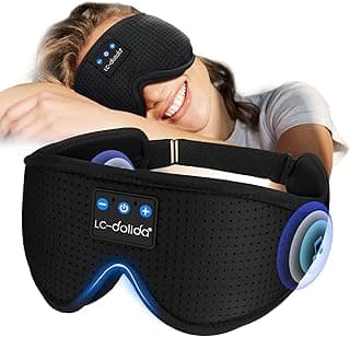 LC-dolida Sleep Headphones, 3D Sleep Mask Bluetooth Wireless, Sleeping Headphones for Side Sleepers Sleep Eye Mask Music Weighted Sleeping Mask Meditation Gifts for Men Women (Black)
