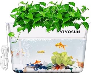 VIVOSUN 3-Gallon Aquaponic Fish Tank, Hydroponic Cleaning Tank for Freshwater Fish to Feed Plants and Plants Clean Tank, Additional Thermostat, Flow Pump, and Ceramsite Included image