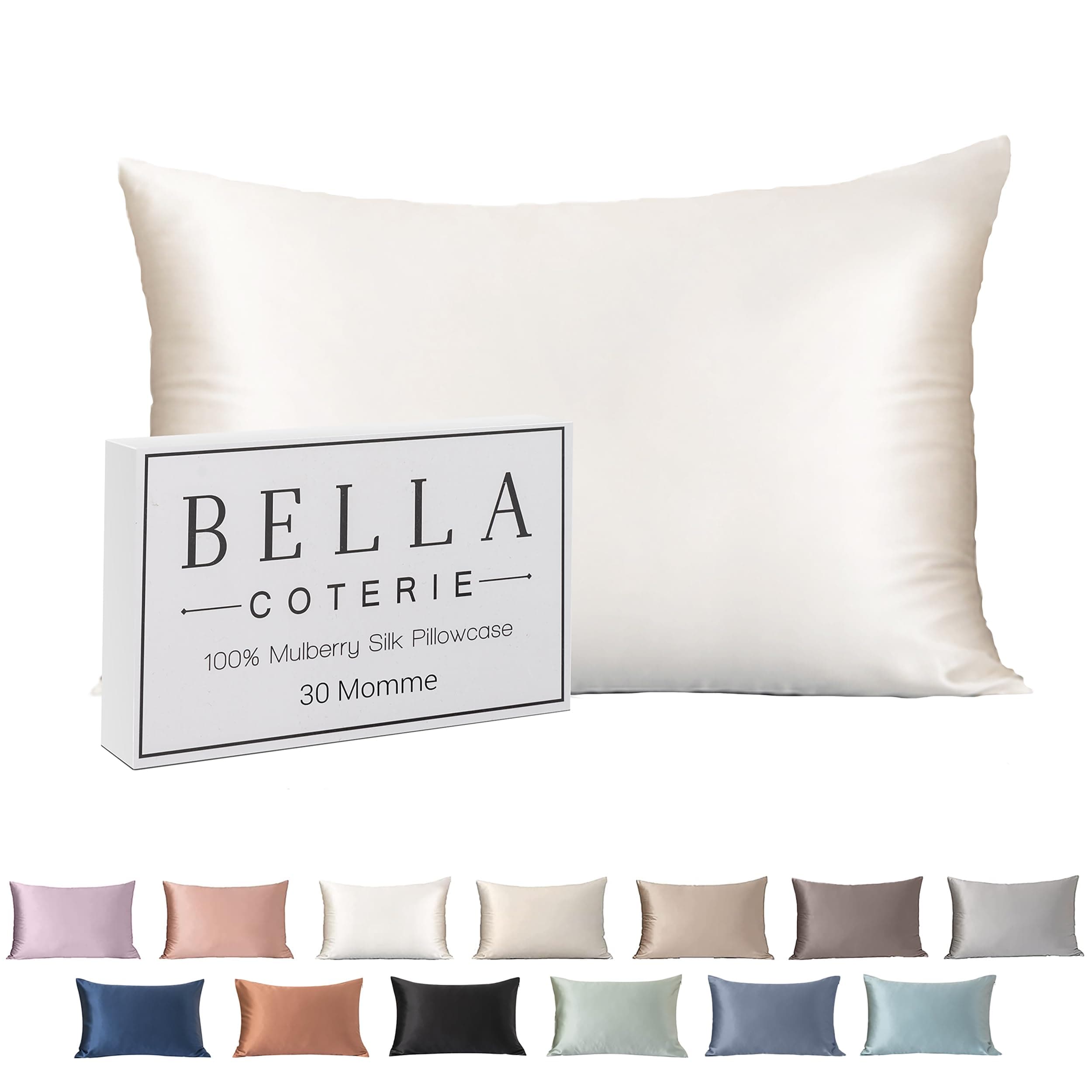 Bella Coterie Luxury Silk Pillowcase for Hair and Skin | 30 Momme | 100% Pure 6A Mulberry Silk | Super Soft | Perfectly Plush [King, White]