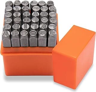 Metal Letter Punch Set 1/4 (6mm),36PC Steel Number and Letter Stamp Set,Stamping Tool Set kit for Imprinting Metal, Plastic, Wood, Leather. image