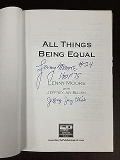Lenny Moore Signed Book All Equal HOF Baltimore Colts Football Autograph TPG - NFL Autographed Miscellaneous Items
