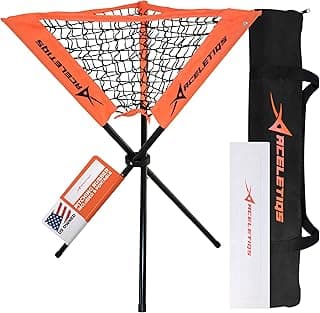 ACELETIQS Baseball Softball Portable Batting Practice Ball Caddy, Use During Training and Drills, Save Your Back No More Bending, Holds up to 60 Baseballs, Instant Setup (3 Leg) image