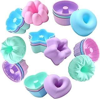 To encounter 24Pack Silicone Molds, Nonstick 3 inches Silicone Donut Mold, Silicone Baking Cups, Silicone Donut Pan, Muffin, Jello, Bagel Pan, Oven- Microwave- Dishwasher Safe image