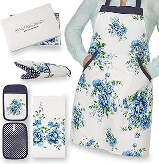 Christmas Gifts Kitchen Apron,Oven Mitt,Pot Holder,Towel,Birthday gift Set for Mom Wife Grandma image