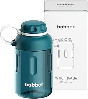 BOBBER 20 oz Tritan Travel Water Bottle with Holding Strap & Fruit Infuser — Dishwasher Safe, BPA Free, Spill Proof Water Bottle for Adults with Handle — Perfect for Traveling, Outdoor, Hiking (Teal) image