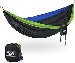 ENO DoubleNest Hammock - Lightweight, Portable, 1 to 2 Person Hammock - for Camping, Hiking, Backpacking, Travel, a Festival, or The Beach - Chartreuse/Black/Royal