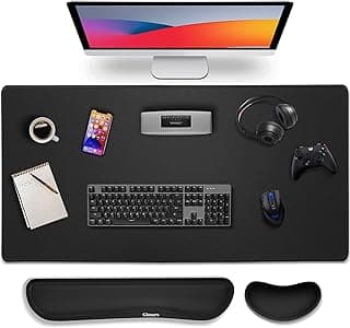 Gimars 3 in1 Mouse Pad and Keyboard Wrist Rest Set, Large Memory Foam Mouse Pad Wrist Rest Support for Typing Pain Relief, Wrist Rest Set for Gaming, Desk, Office, Home, 31.5x12 inch, Black image