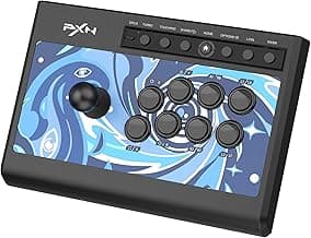 PXN-008 Fight Stick Joystick Arcade Fight Stick with Turbo Macro Functions Plug and Play Arcade Fighting for PC, PS3, PS4, Xbox One Xbox Series X/S Android TV Box, N-Switch (PXN-008-Blue) image