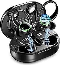Wireless Earbuds, Bluetooth 5.4 Headphones Sports, 50H Playback Over-Ear buds with ENC Noise Cancelling Mic, Deep Bass Fitness Earphones with Earhooks, IP7 Waterproof Headset for Gym Running Workout