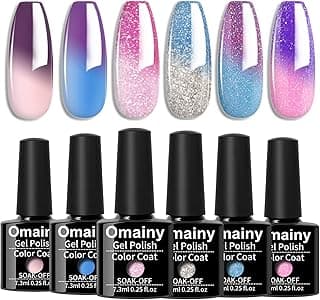 Gel Nail Polish Set -Color Changing Gel Nail Polish Set Purple Blue Pink Red Laverder Color Changing Gel Polish Soak Off UV LED Thermal Temperature Art 6001