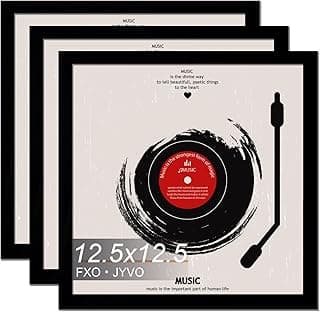 Vinyl Record Frame for the Wall Display Album Cover, Black 12.5 x 12.5 Frame for any 12 Inch LP Record with Cover - 3 Packs/Black image