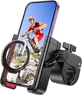 Bike Phone Mount Holder, [Camera Friendly] Motorcycle Phone Mount for Electric Scooter, Mountain, Dirt Bike and Motorcycle - 360° Rotate Suitable for iPhone & Android Smartphones from 4.5-7.0 inches image