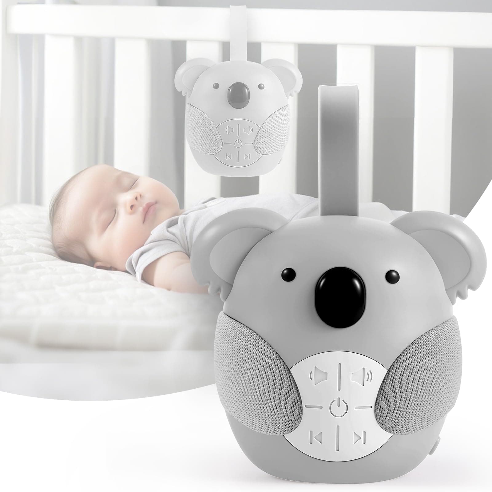 White Noise Sound Machine for Baby, Portable Travel Sleep Soother for Kids with 3 Timer Function 5 Soothing Sounds, Newborn Essentials for Crib, Ideal for Baby Registry Gift image