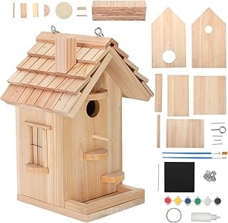 DIY Bird House Kits for Adults & Kids, Build Your Own Birdhouse Kit with Premium Cedar Logs, Birdhouse Kits for Adults to Build and Paint image