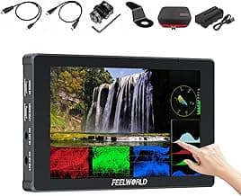 FEELWORLD F7 Plus+F970 Battery +Carry Case 7 Inch 1200Nit DSLR Camera Field Monitor High Bright Touch Screen 3D Lut HDR Waveform F970 Install and Power Kit 4K 60Hz HDMI Input and Output