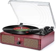 Vinyl Record Player Wireless Turntable with Built-in Speakers and USB Belt-Driven Vintage Phonograph Record Player 3 Speed for Entertainment and Home Decoration
