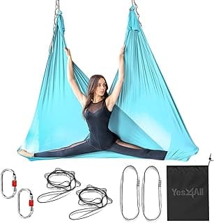 Yes4All Aerial Yoga Hammock 5.5 Yards, 198 Inches Height Aerial Silks, Yoga Trapeze Increasing Strength, Flexibility and Balance image