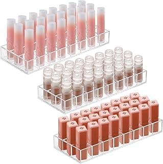Kigley 3 Pcs Clear Lipstick Holder Acrylic Lip Gloss Organizer Cosmetic Storage Lipstick Display Case for Perfume Sample Drawer Brushes Bottles Women Girls Birthday Gift(24 Grid) image