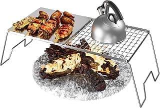 24'' Folding Campfire Grill Grate, Heavy Duty Camping Cooking Set With Folding Grill Design, Camping Griddle Fire Pit Grill, Portable Outdoor Campfire Grill Grate For Versatile Campfire Cooking image