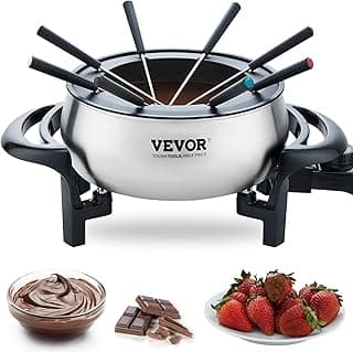 VEVOR Electric Fondue Pot Set, 3 Qt Melter for Cheese & Chocolate with 8 Forks, Candy Warmer with Temp Control, 1000W Non-Stick Stainless Steel Melting for Dessert, Broth, Wax Candle, Party Gift image