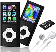 32GB MP3 Player - Music Player with Bluetooth 5.2, Portable HiFi Lossless Sound Music Player with Voice Recorder, FM Radio, E-Book Reader, and More, 1.8" Screen, Mini Design for Sport image