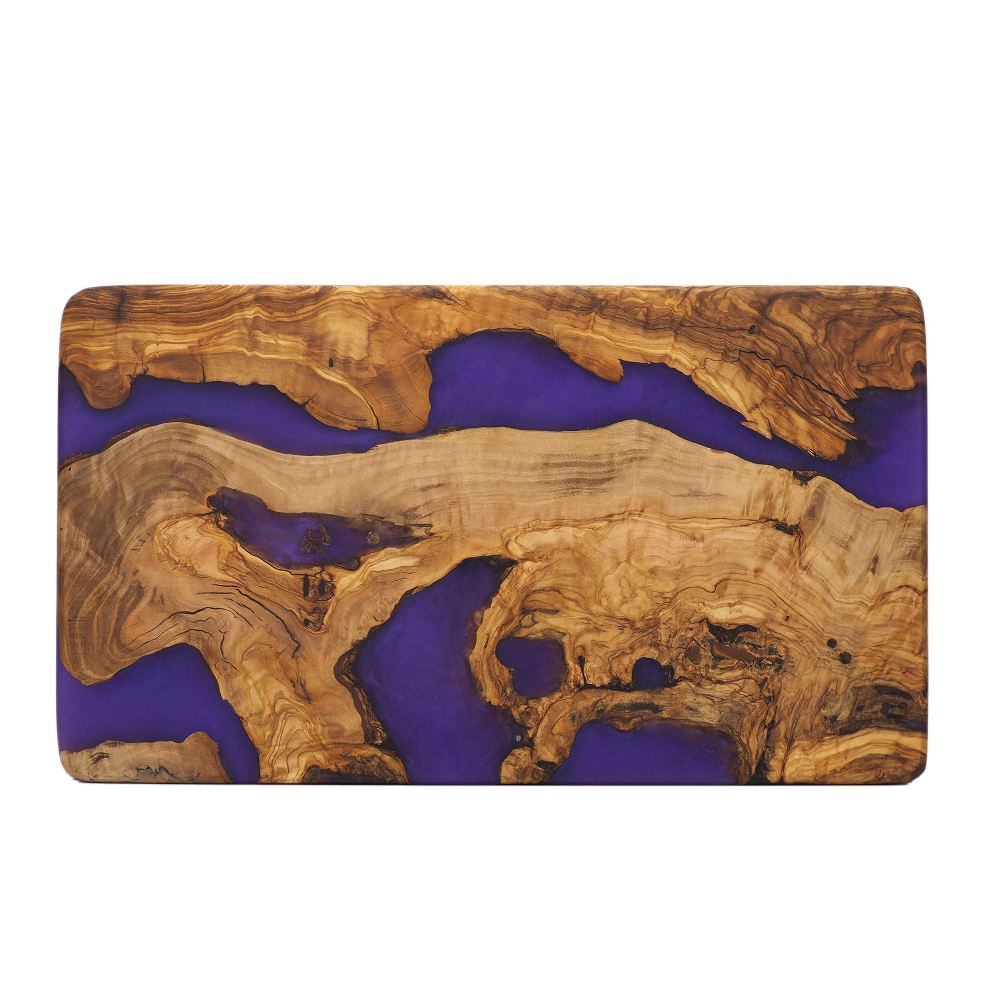 Handmade Epoxy Cutting Board & Charcuterie Board - Decorative, Olive Wood Boards for Serving Cheese, Fruit, Meat - Ideal for Kitchen, Unique Housewarming Gift - Purple Resin